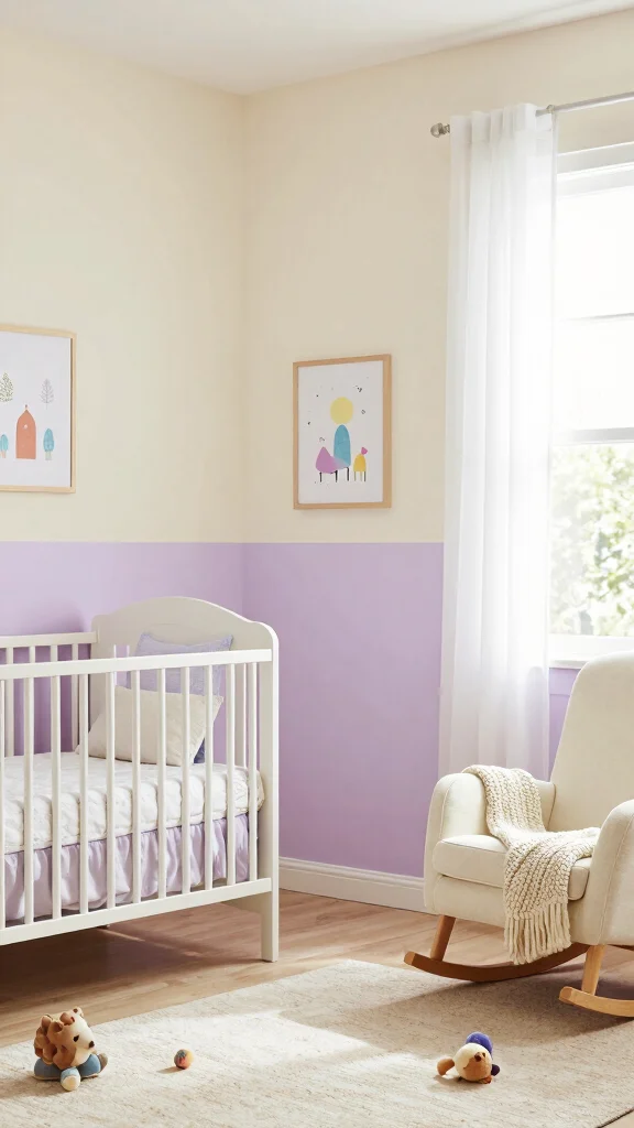 10 Nursery Half-Wall Ideas for a Two-Tone Classic Paint Finish - 1. Soothing Pastels for Relaxation 1