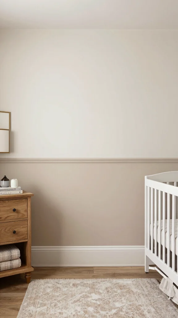 10 Nursery Half-Wall Ideas for a Two-Tone Classic Paint Finish - 10. Elegant Neutral Tones for Timeless Appeal 1