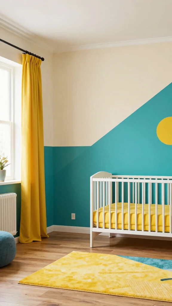 10 Nursery Half-Wall Ideas for a Two-Tone Classic Paint Finish - 2. Bold Contrasts for Energy 1