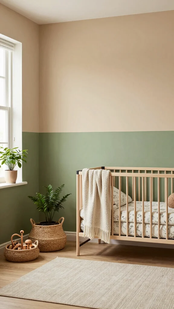 10 Nursery Half-Wall Ideas for a Two-Tone Classic Paint Finish - 3. Nature-Inspired Earth Tones 1