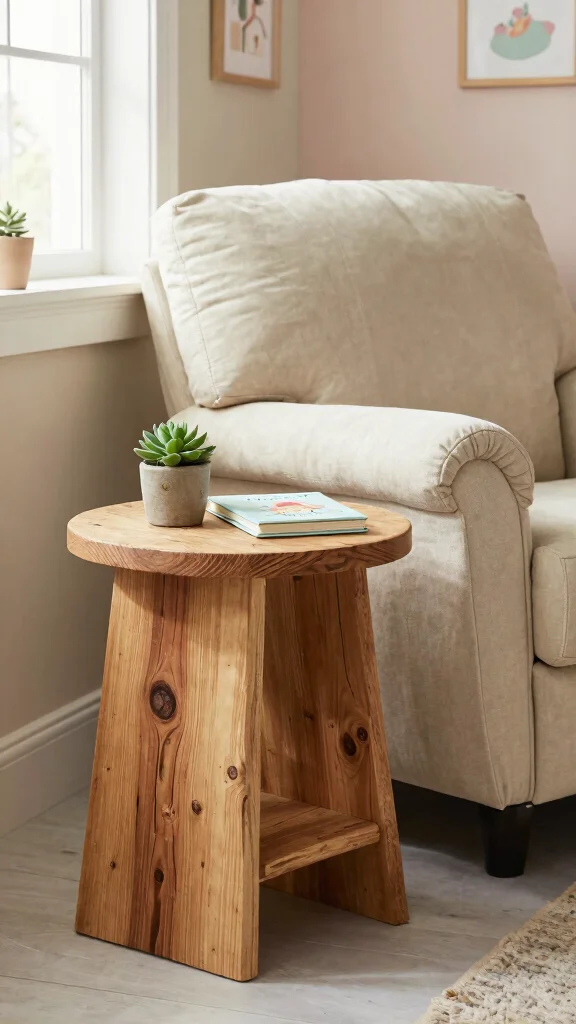 10 Nursery Side Table Ideas for a Functional Styled Glider Companion - 1. Reclaimed Wood Wonder 1
