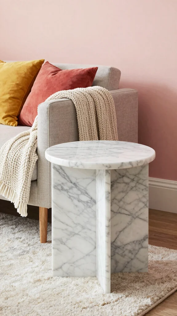 10 Nursery Side Table Ideas for a Functional Styled Glider Companion - 2. Minimalist Marble Design 1