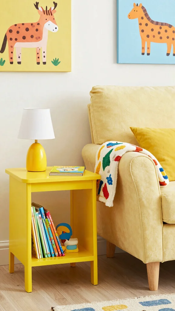 10 Nursery Side Table Ideas for a Functional Styled Glider Companion - 5. Bright and Bold Colors 1