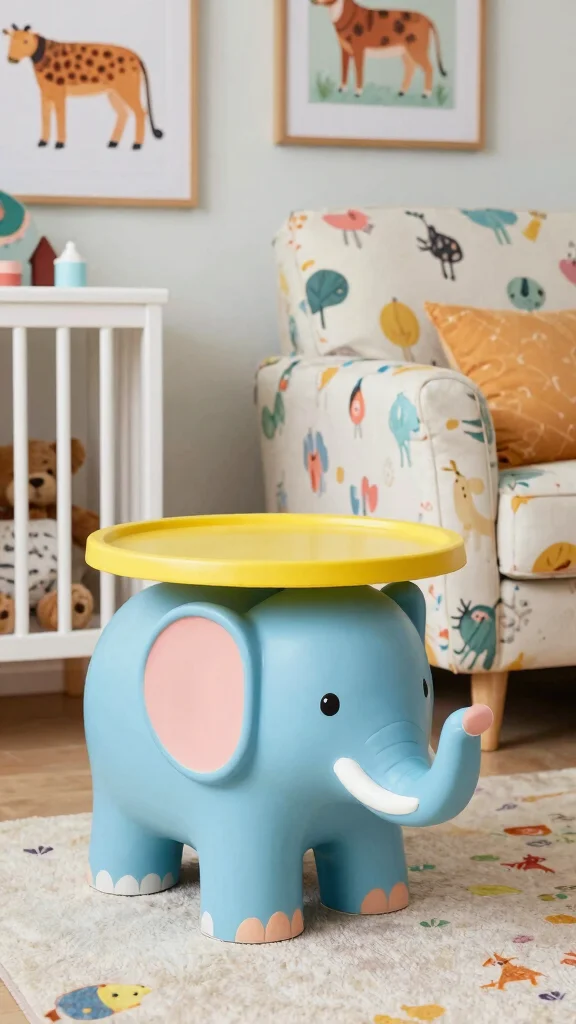 10 Nursery Side Table Ideas for a Functional Styled Glider Companion - 8. Playful Animal Themes 1