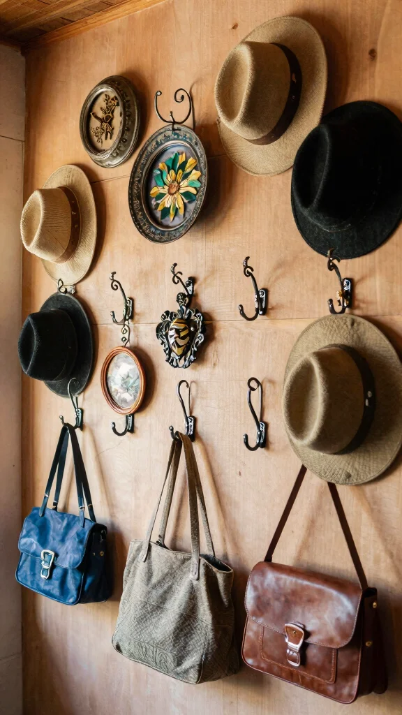10 Vintage Storage Room Ideas for a Nostalgic Character-Rich Space - 10. Charming Wall Hooks and Racks 1