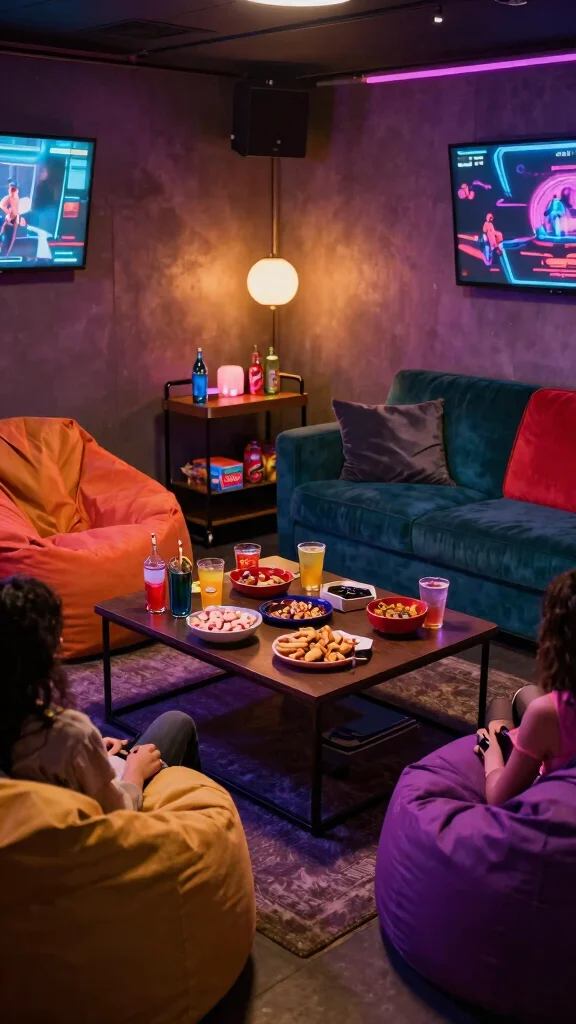 11 80s Aesthetic Basement Ideas for a Bold Colorful Retro Space - 6. Game Night Essentials 1