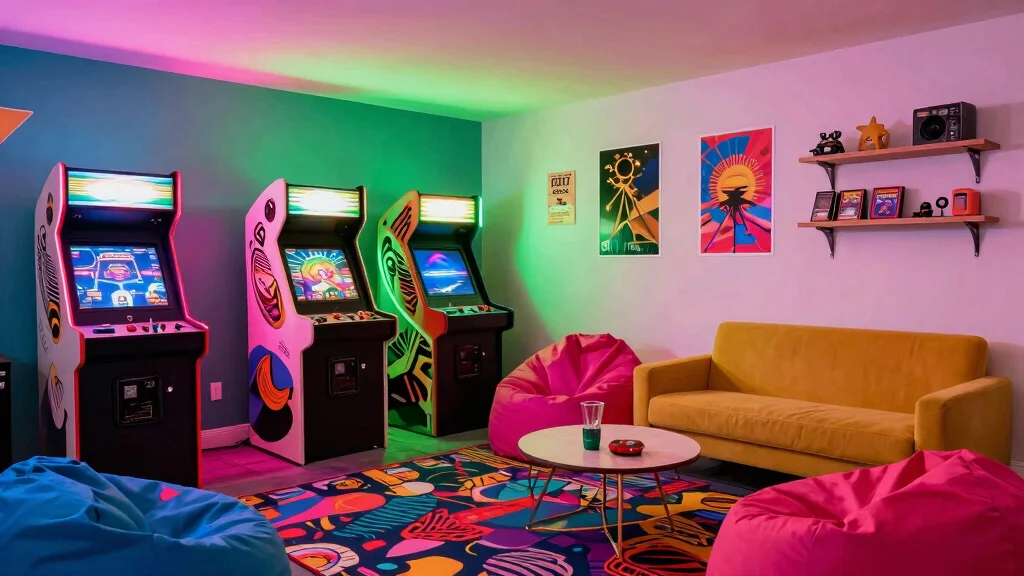 11 80s Aesthetic Basement Ideas for a Bold Colorful Retro Space