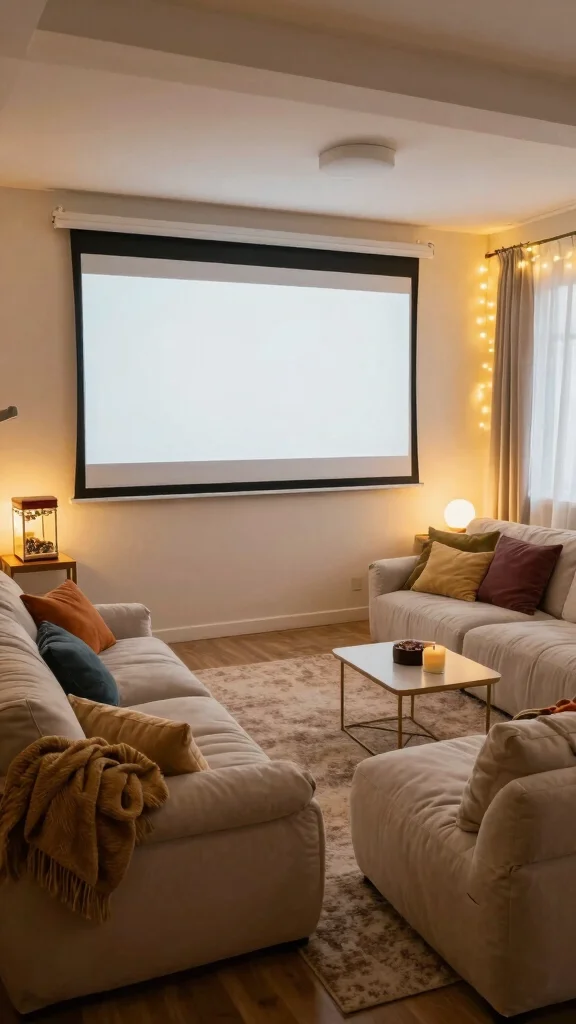 11 Basement Hangout Room Ideas for a Cozy Stylish Social Space - 2. Cozy Movie Corner 1