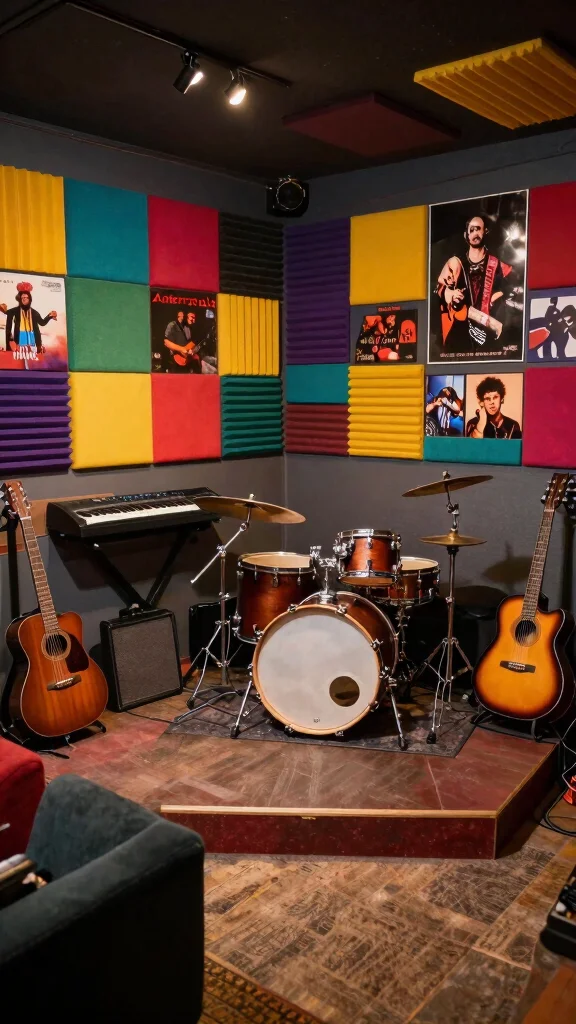 11 Basement Hangout Room Ideas for a Cozy Stylish Social Space - 6. Music Corner for Jamming 1