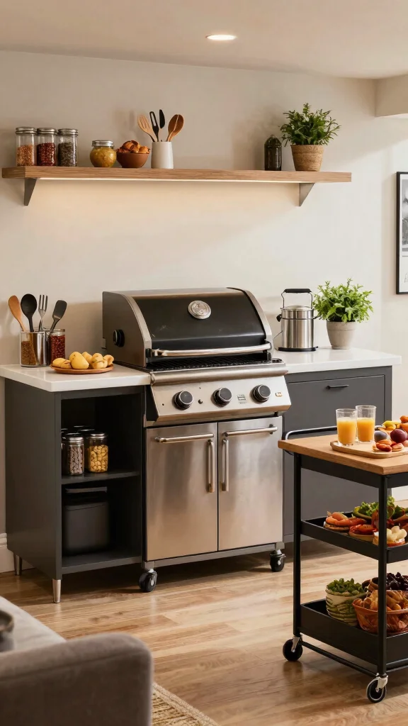 11 Basement Hangout Room Ideas for a Cozy Stylish Social Space - 8. Elegant Barbecue Station 1