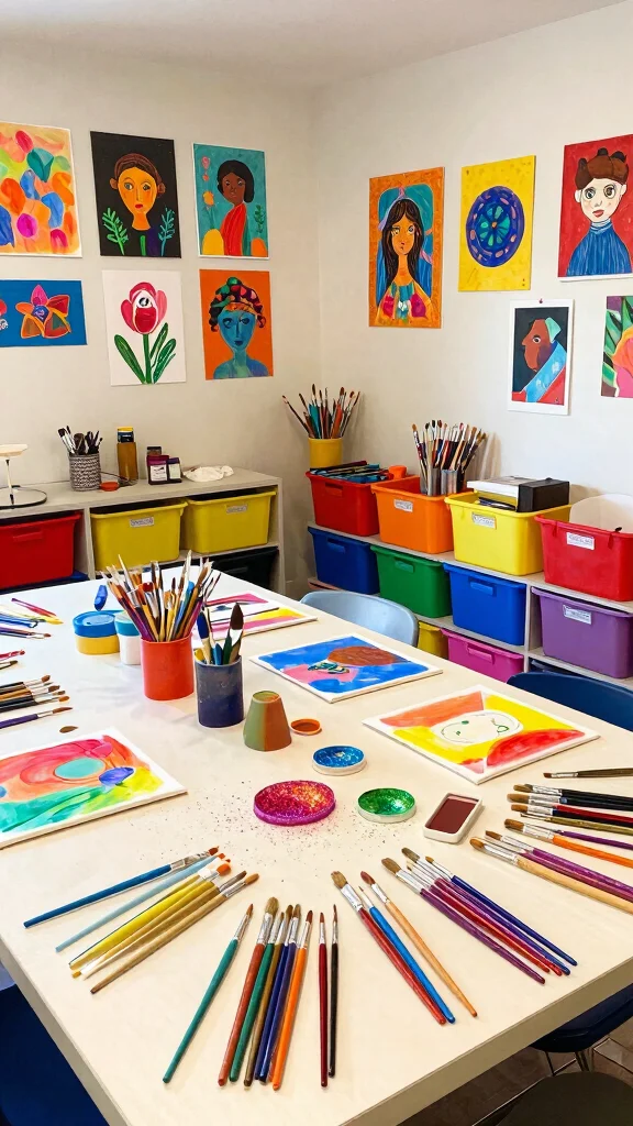 11 Basement Kids Hangout Ideas for a Fun Cozy Space Teens Will Love - 3. Arts and Crafts Corner 1