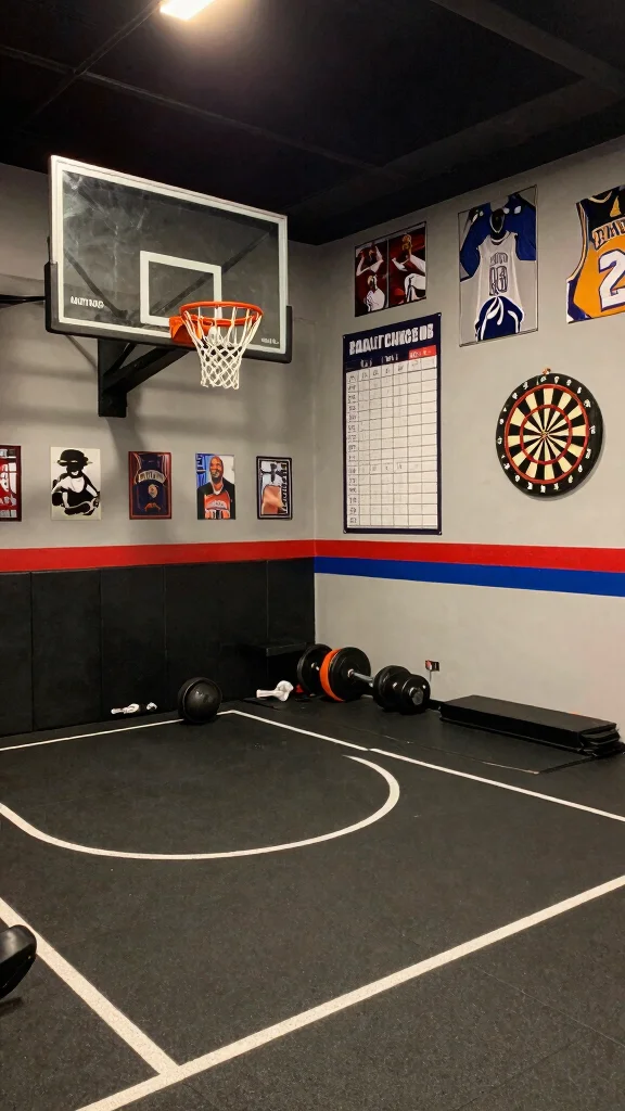 11 Basement Kids Hangout Ideas for a Fun Cozy Space Teens Will Love - 5. Sports Zone for Active Fun 1