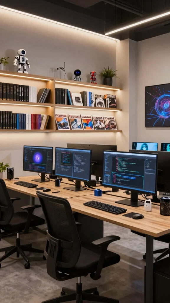 11 Basement Kids Hangout Ideas for a Fun Cozy Space Teens Will Love - 6. Tech and Coding Hub 1