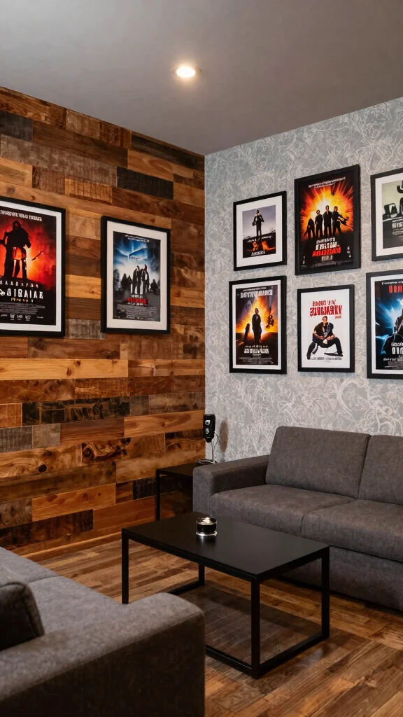 11 Basement Movie Room Ideas for a Cozy Cinematic Experience at Home - 10. Unique Wall Treatments 1
