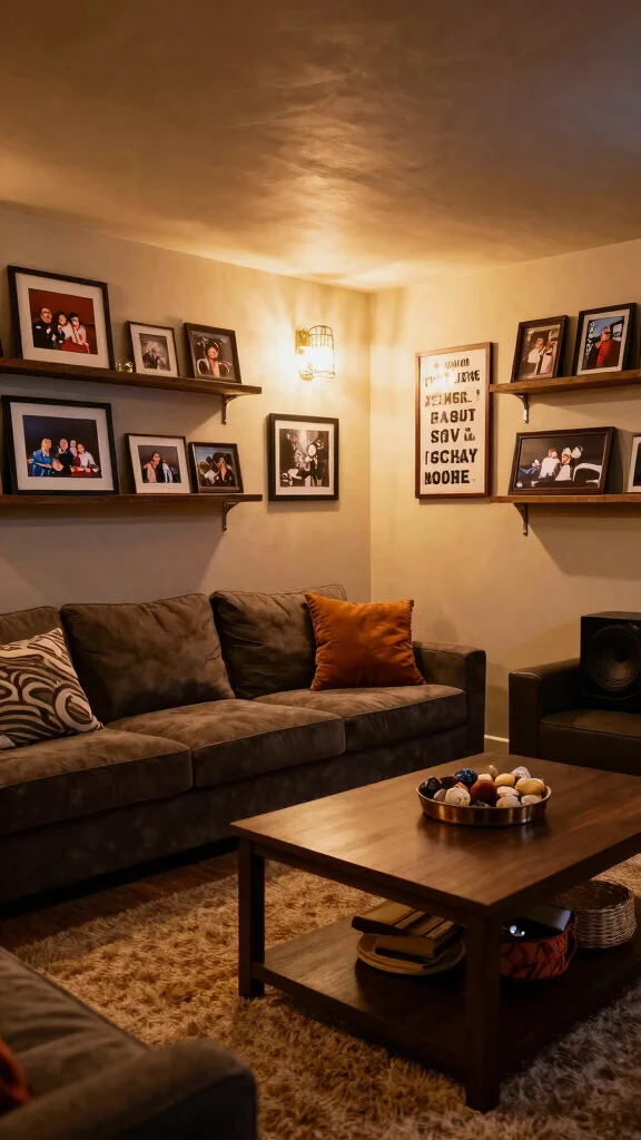 11 Basement Movie Room Ideas for a Cozy Cinematic Experience at Home - 11. Personal Touches 1