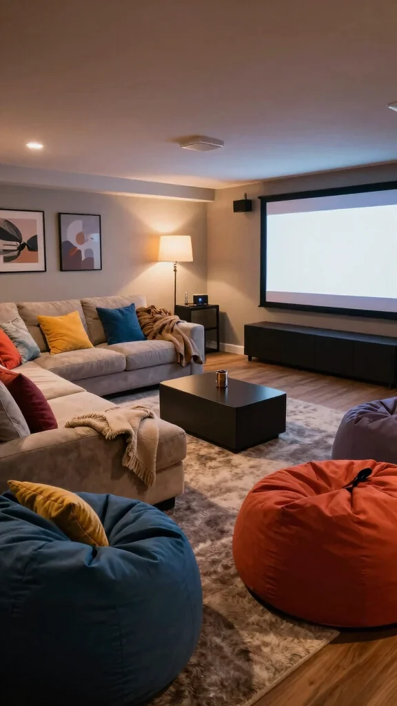 11 Basement Movie Room Ideas for a Cozy Cinematic Experience at Home - 5. Comfy Seating Options 1