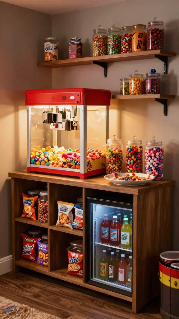 11 Basement Movie Room Ideas for a Cozy Cinematic Experience at Home - 6. Snack Station Essentials 1
