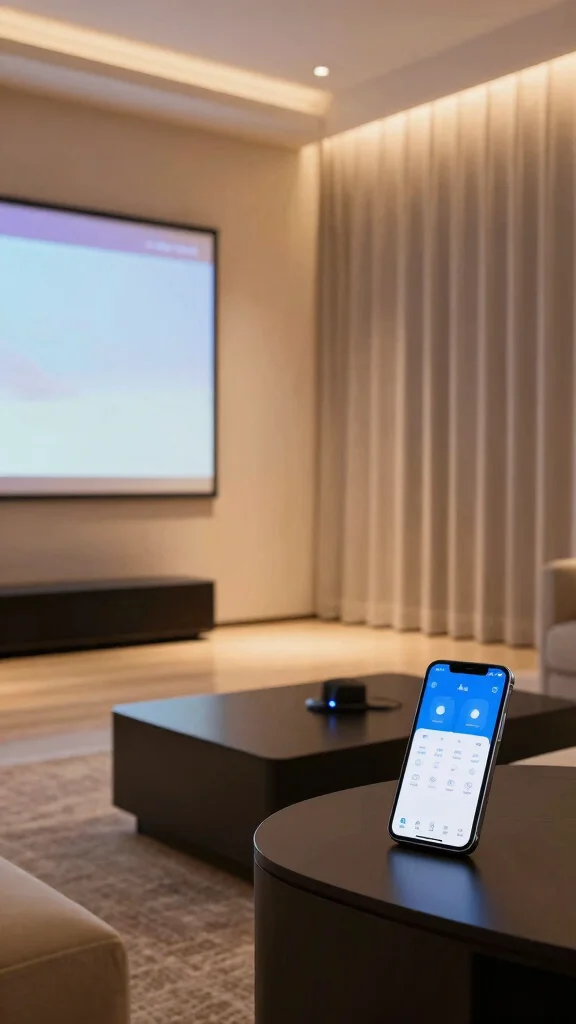 11 Basement Movie Room Ideas for a Cozy Cinematic Experience at Home - 8. Smart Home Integration 1