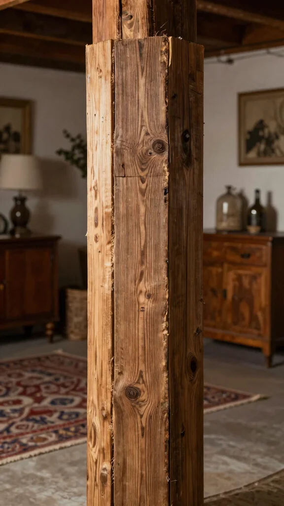 11 Basement Pole Cover Ideas for a Stylish Seamless Lower Level Finish - 1. Rustic Wood Wraps 1