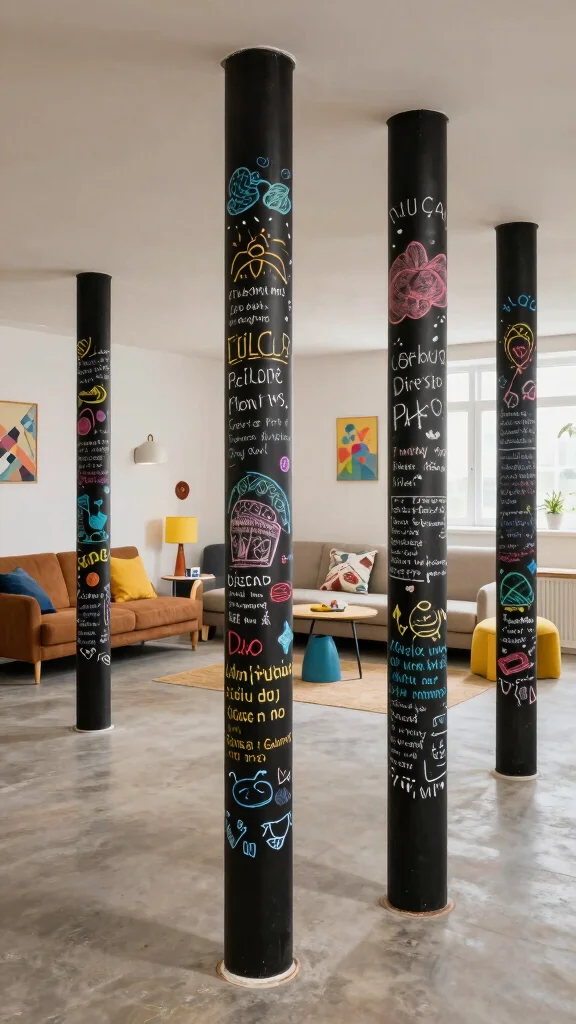 11 Basement Pole Cover Ideas for a Stylish Seamless Lower Level Finish - 10. Chalkboard Paint 1