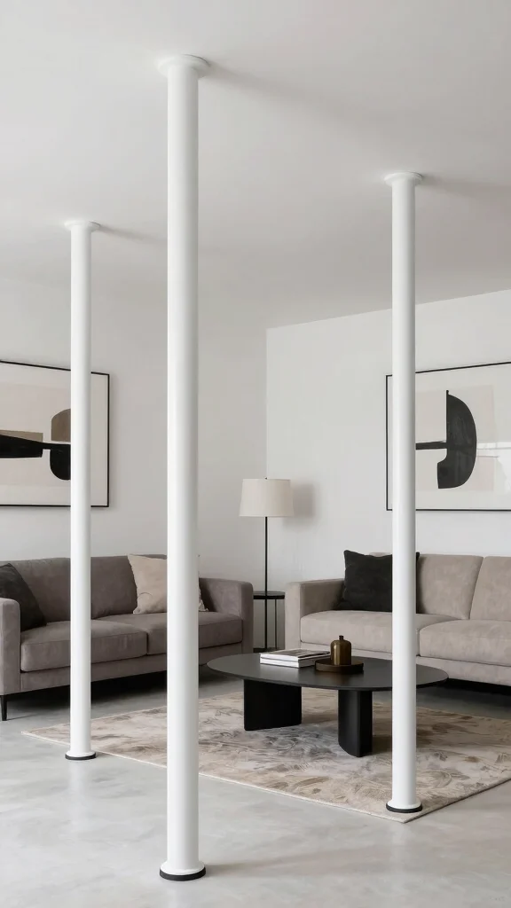 11 Basement Pole Cover Ideas for a Stylish Seamless Lower Level Finish - 2. Sleek Modern Covers 1