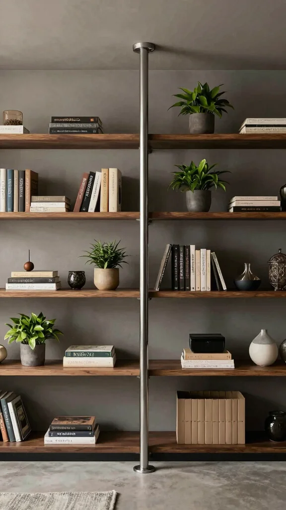 11 Basement Pole Cover Ideas for a Stylish Seamless Lower Level Finish - 4. Creative Shelving 1