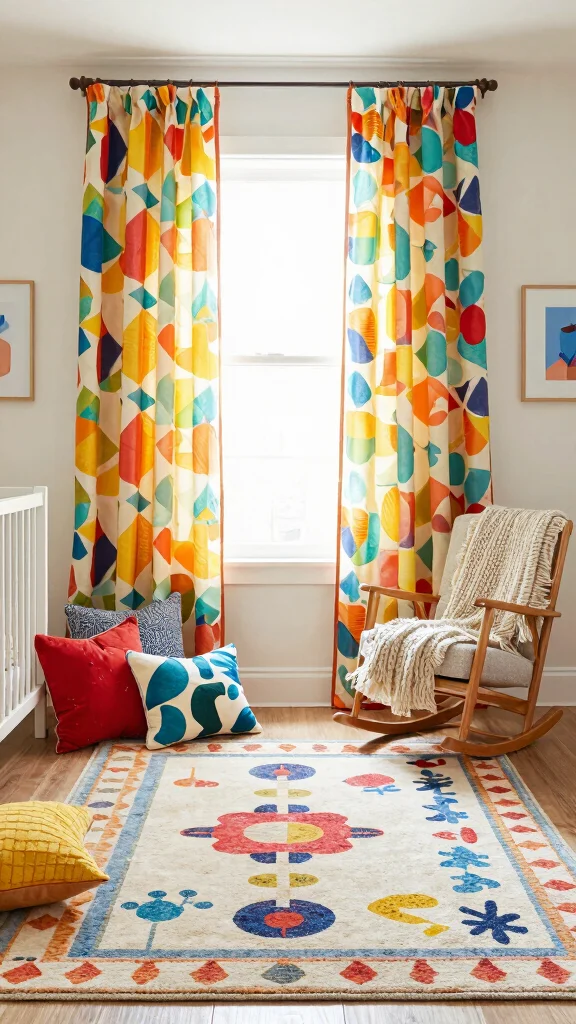 11 Girl Nursery Decor Concepts for a Dreamy Personalized Space - 6. Bright and Bold Textiles 1