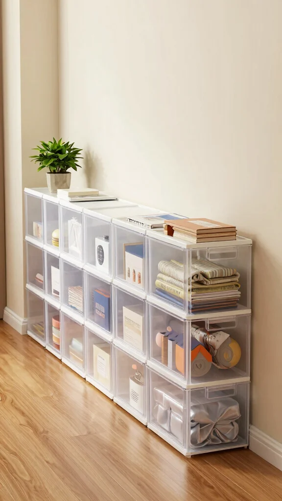 11 Hallway Storage Room Ideas for a Tidy Welcoming Organized Entrance - 10. Use Clear Storage Boxes 1