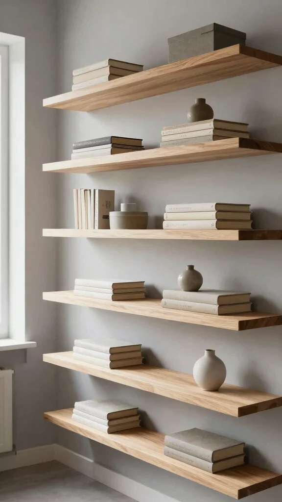 11 Japandi Storage Room Ideas for a Calm Minimal Natural Space - 2. Floating Shelves for a Clean Look 1