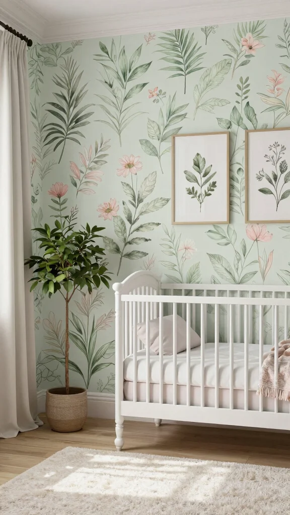 11 Jungle Nursery Wallpaper Ideas for a Lush Tropical Baby Room - 3. Botanical Bliss 1