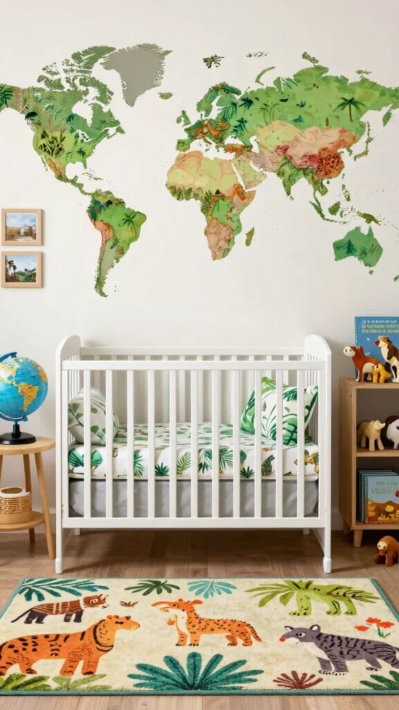 11 Jungle Nursery Wallpaper Ideas for a Lush Tropical Baby Room - 4. Jungle Adventure Map 1