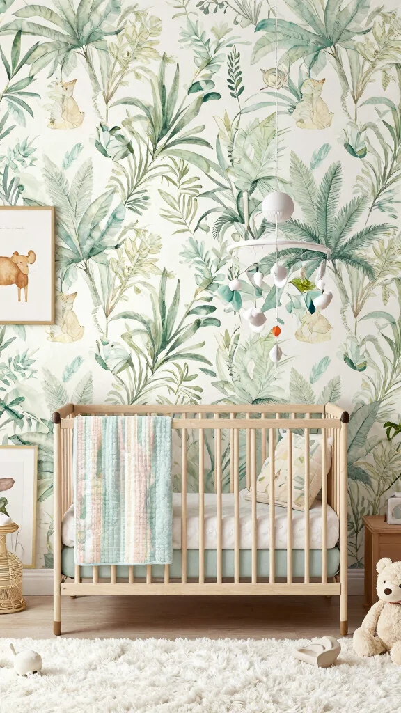 11 Jungle Nursery Wallpaper Ideas for a Lush Tropical Baby Room - 6. Watercolor Jungle Dreams 1