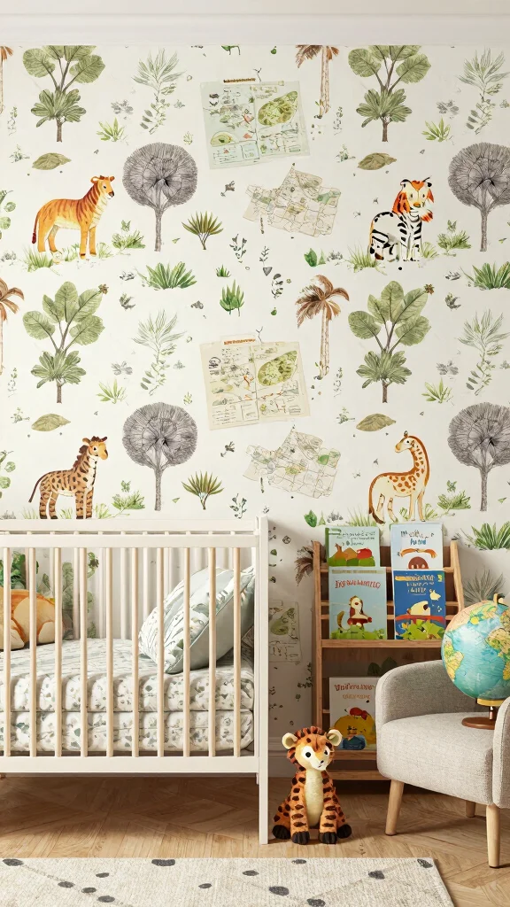 11 Jungle Nursery Wallpaper Ideas for a Lush Tropical Baby Room - 9. Jungle Safari Adventure 1