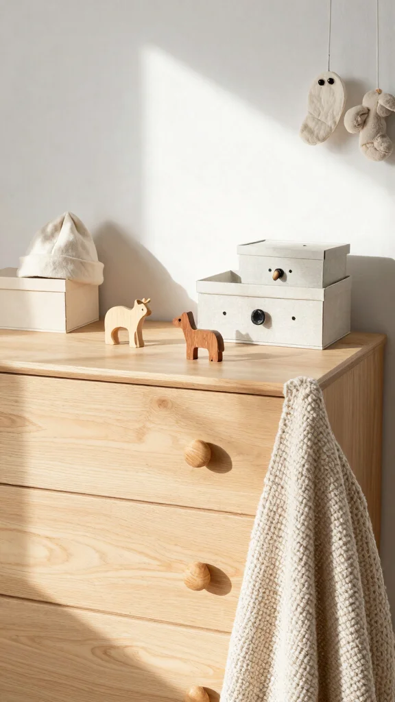 11 Nursery Dresser Decor Ideas for a Styled Beautiful Baby Room - 1. Eco-Friendly Wooden Decor 1