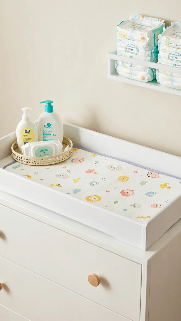 11 Nursery Dresser Decor Ideas for a Styled Beautiful Baby Room - 7. Stylish Changing Station Setup 1