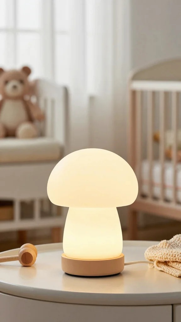 11 Nursery Lamp Ideas for a Warm Ambient Functional Baby Room - 1. LED Mushroom Lamp 1