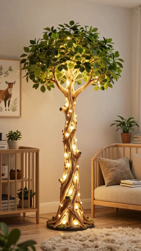 11 Nursery Lamp Ideas for a Warm Ambient Functional Baby Room - 7. Nature-Inspired Tree Lamp 1