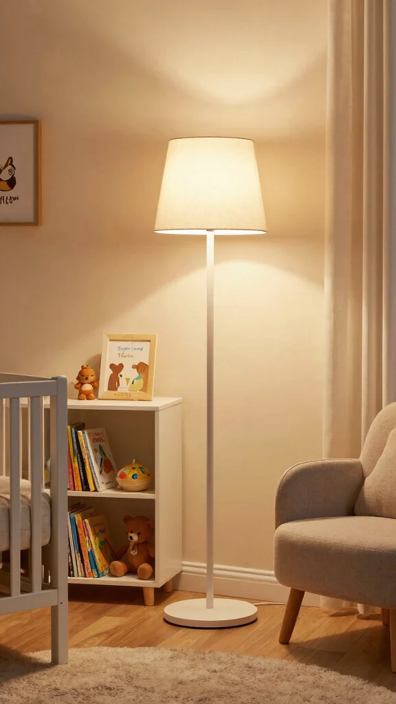 11 Nursery Lamp Ideas for a Warm Ambient Functional Baby Room - 8. Multi-Functional Floor Lamp 1