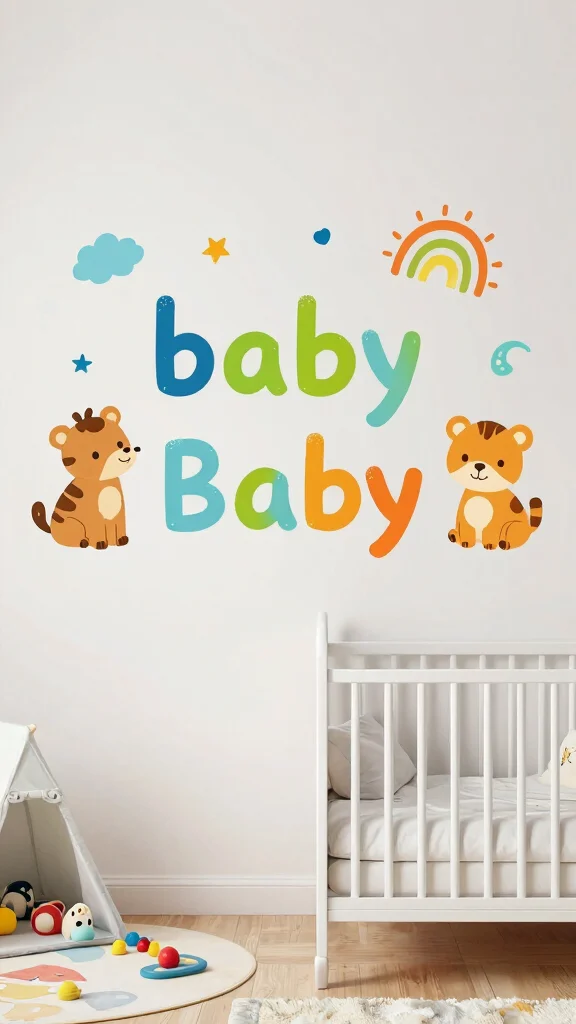 11 Nursery Name Decor Ideas for a Personal Styled Baby Room - 8. Playful Name Wall Decals 1