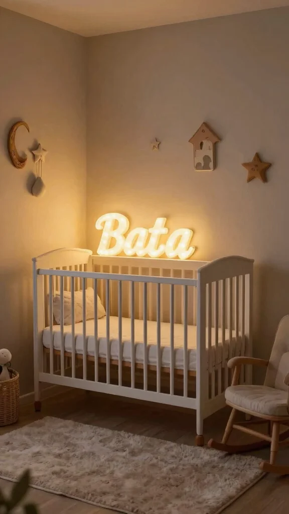 11 Nursery Name Decor Ideas for a Personal Styled Baby Room - 9. Name Lights for a Magical Touch 1