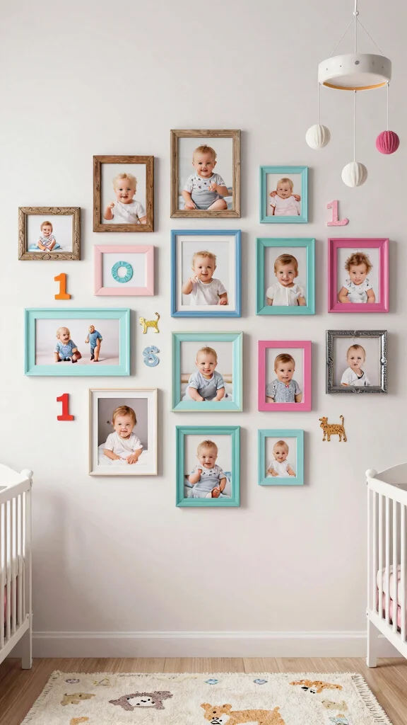 11 Nursery Photo Wall Ideas for a Personal Memory-Filled Display - 1. A Gallery Wall of Milestones 1