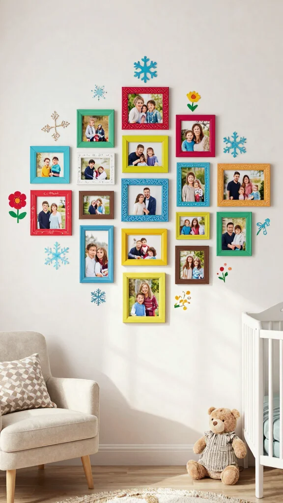 11 Nursery Photo Wall Ideas for a Personal Memory-Filled Display - 11. Seasonal Photo Wall Refresh 1