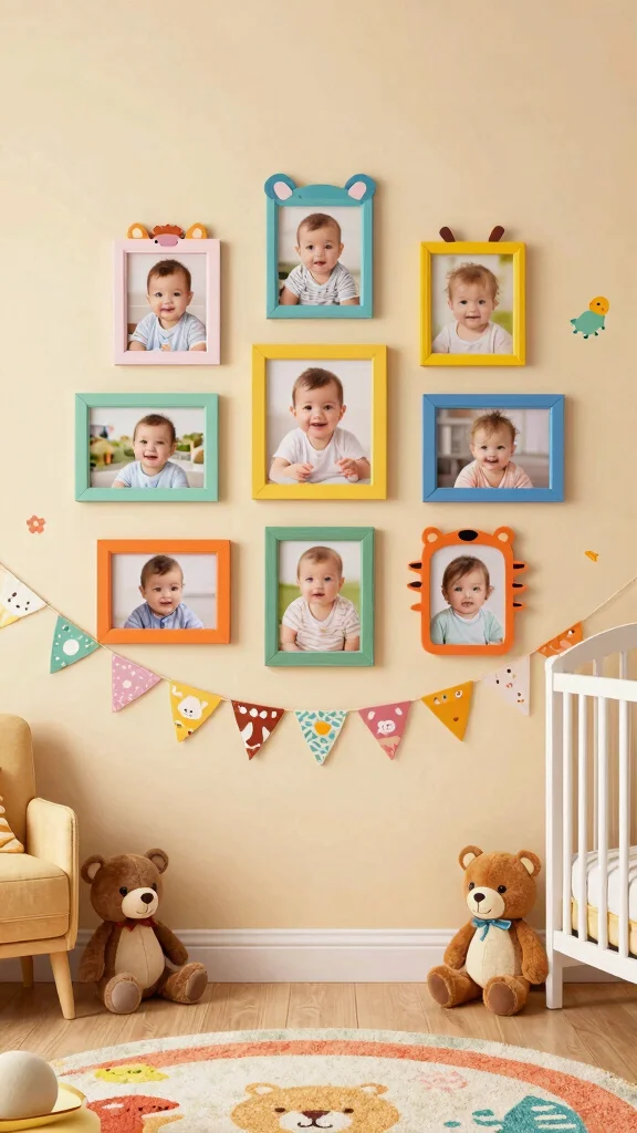 11 Nursery Photo Wall Ideas for a Personal Memory-Filled Display - 7. Playful Animal Themes with Photographs 1