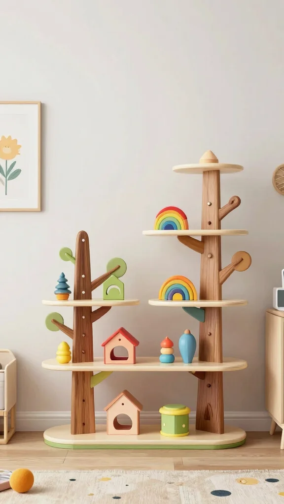 11 Nursery Toy Storage Ideas for a Tidy Accessible Beautiful Space - 6. Artistic Toy Shelves 1
