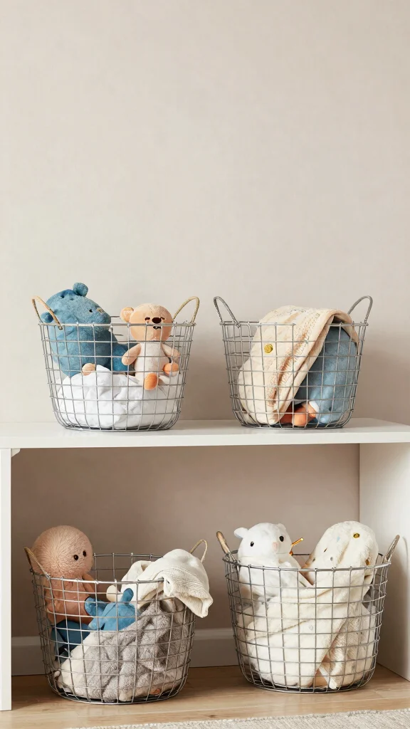 11 Nursery Toy Storage Ideas for a Tidy Accessible Beautiful Space - 8. Stylish Wire Baskets 1