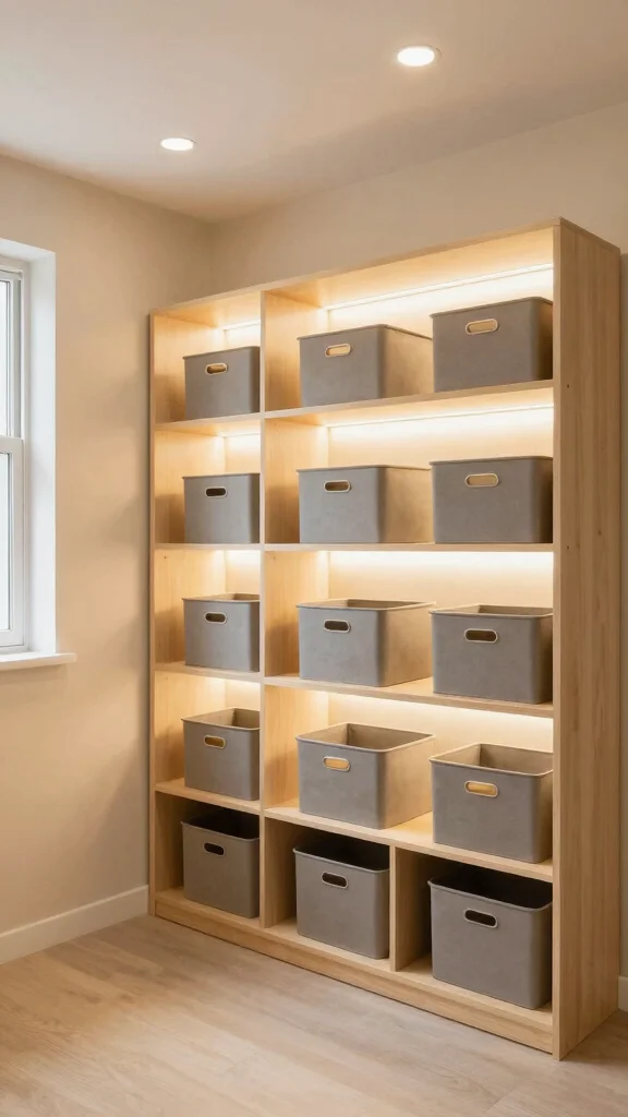 11 Storage Room Architecture Plan Ideas for a Well-Designed Space - 8. Integrated Lighting Solutions 1