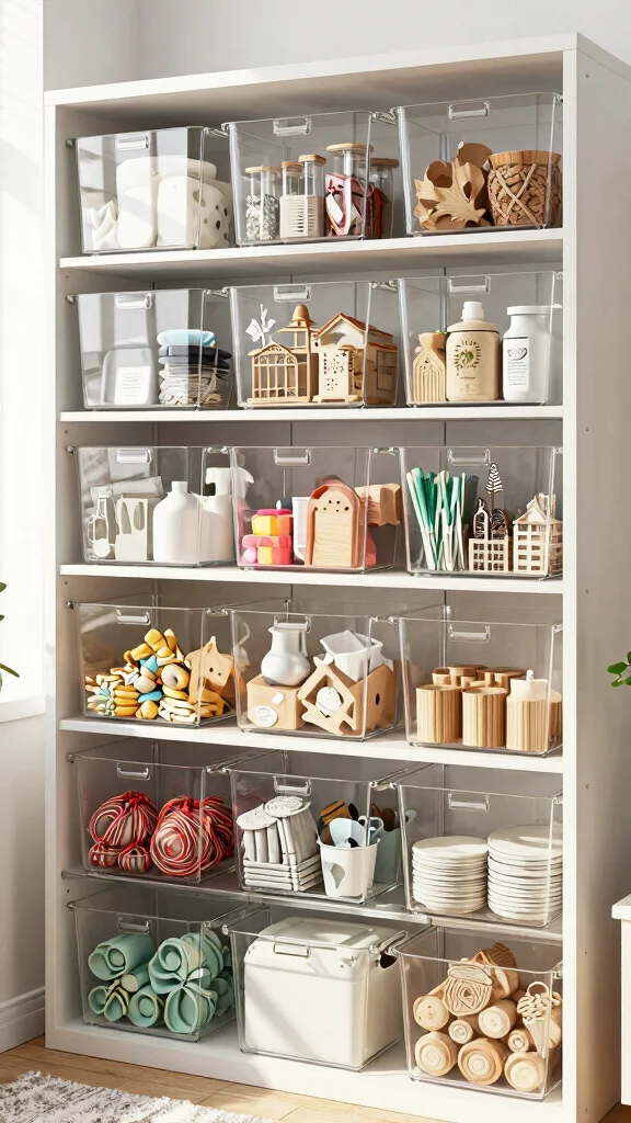 11 Storage Room Cabinet Organization Ideas for a Polished Functional Space - 2. Clear Acrylic Storage 1