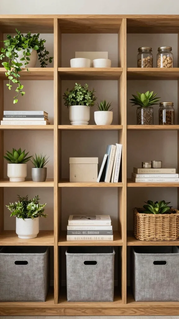 11 Storage Room Cabinet Organization Ideas for a Polished Functional Space - 6. Open Shelving Displays 1