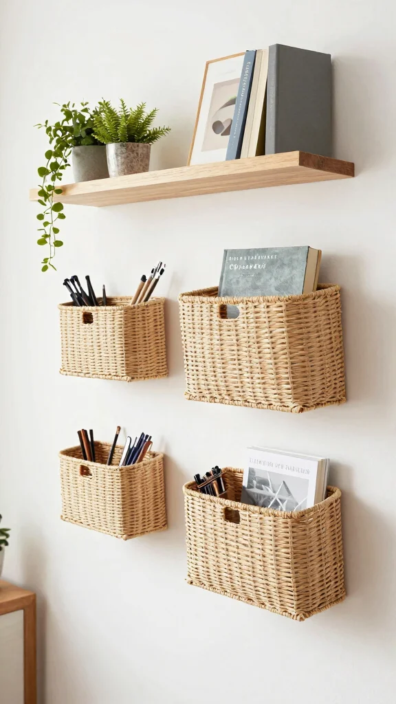 11 Storage Room Nook Ideas for a Compact Clever Hidden Storage Space - 5. Wall-Mounted Storage Baskets 1