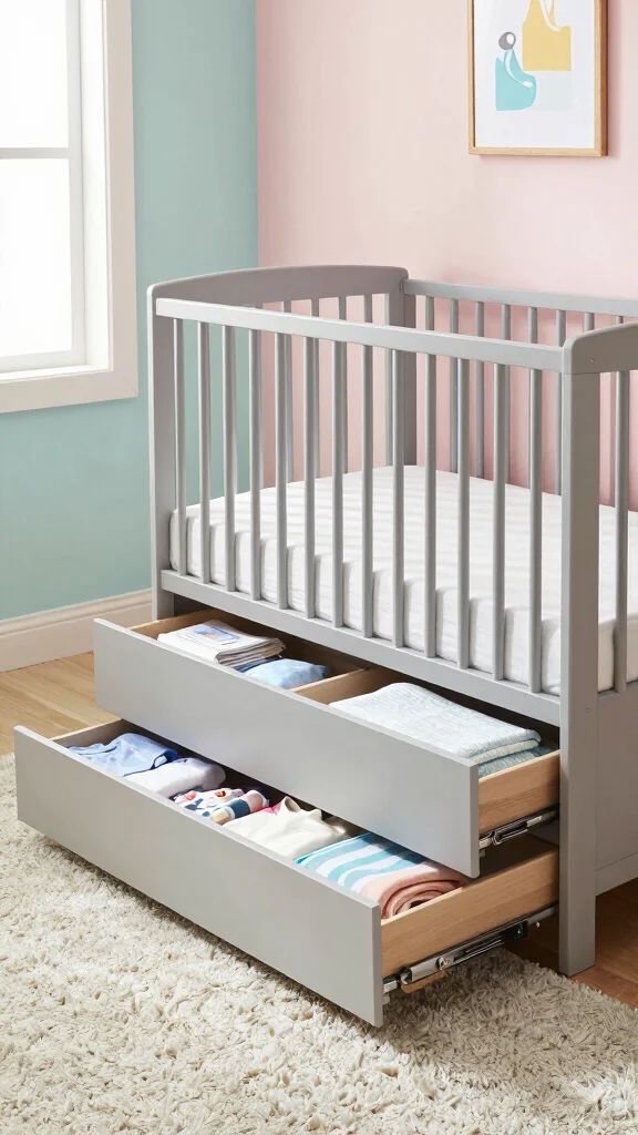 11 Storage Room Nursery Ideas for a Dual-Purpose Baby and Storage Space - 1. Crib with Built-In Storage Drawers 1
